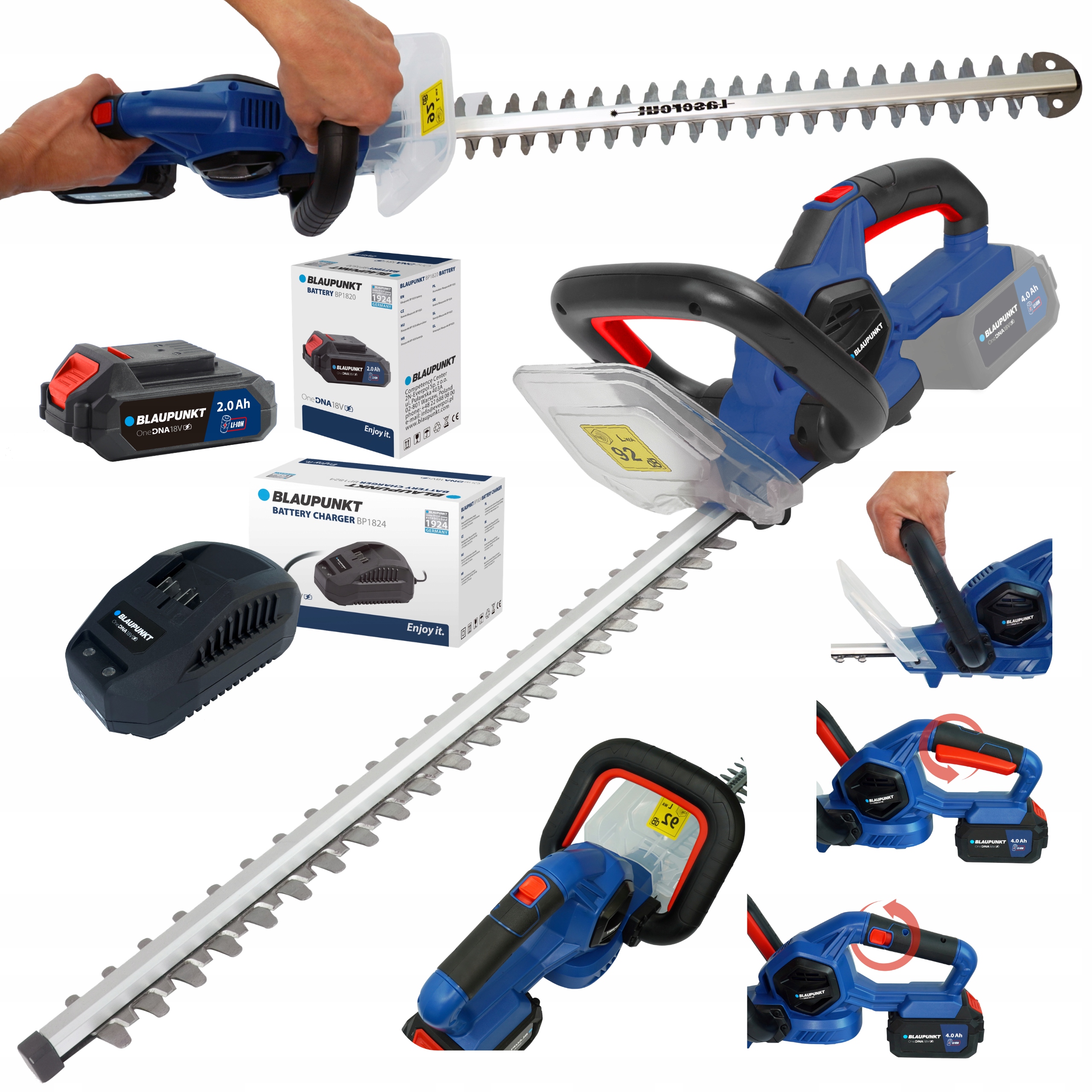 Nożyce Do Żywopłotu Akumulatorowe 18V Aku 2Ah Ładowarka Blaupunkt CT6010