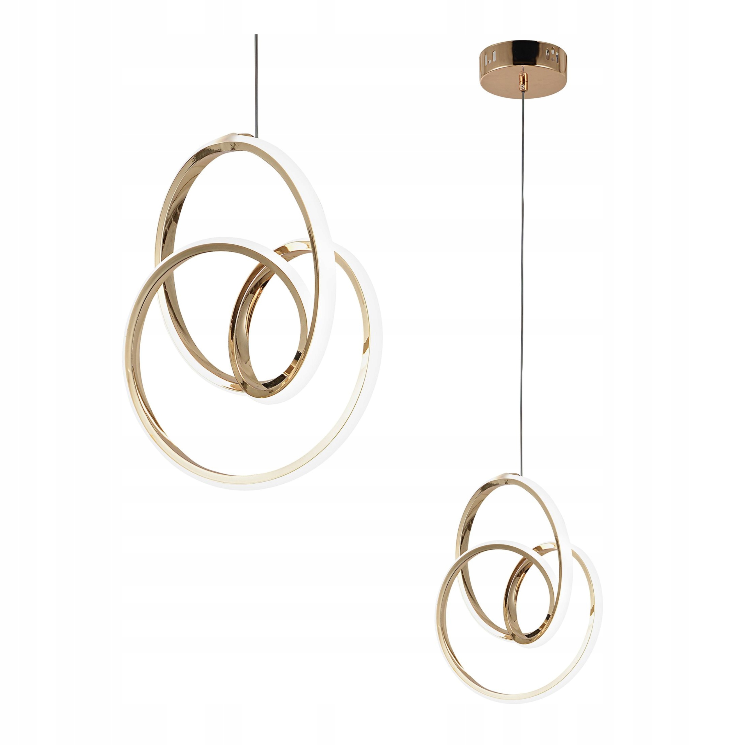 Lampa Sufitowa Wisząca Led Złota Nowoczesna Do Salonu Potrójny Pierścień