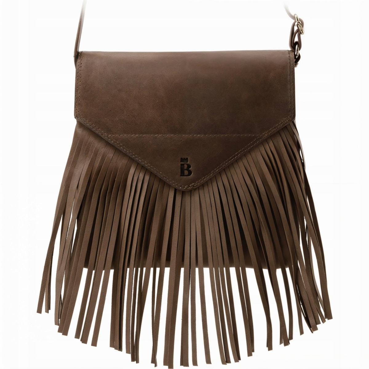 Kabelka Přes Rameno Kabelka s klopou a třásněmi Přírodní kůže Taška Polské značky