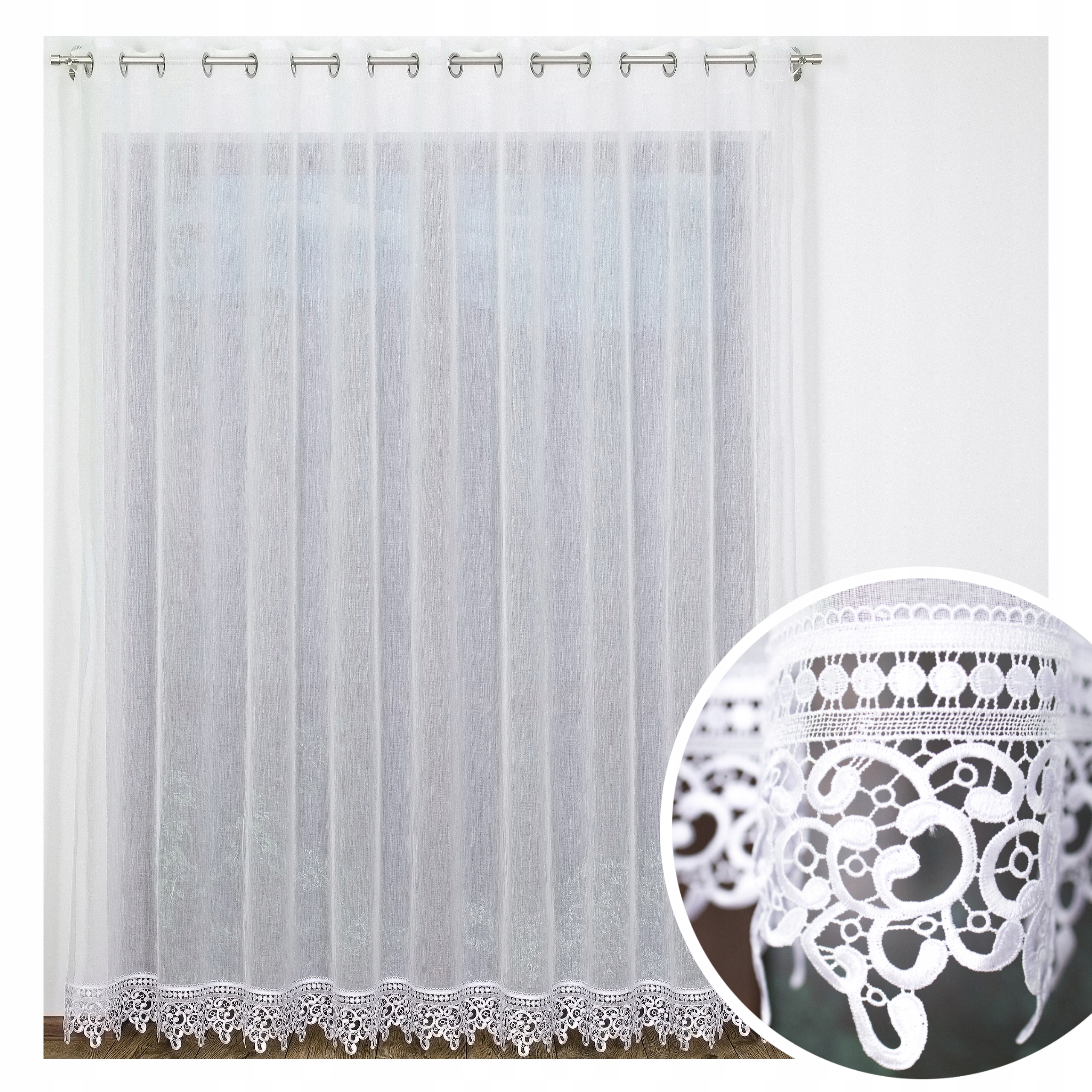 Hotová záclona etamin bílá 600x160 Berenika Oka guipure 15 cm Loft