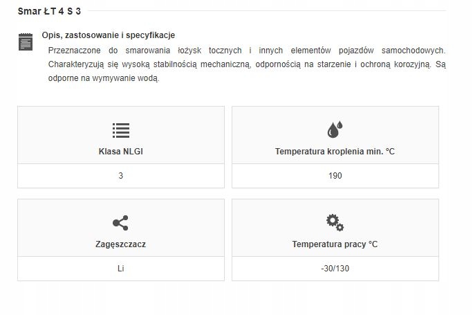 SILESIA Oil TAWOT ŁOŻYSKOWY Smar ŁT-4S3 ŁT43 4,5kg Pojemność opakowania 4500 ml