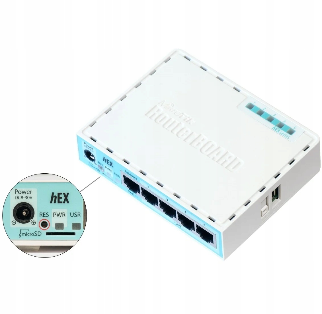Mikrotik RB750GR3 Gigabit Ethernet router Tyrkysový, bílý