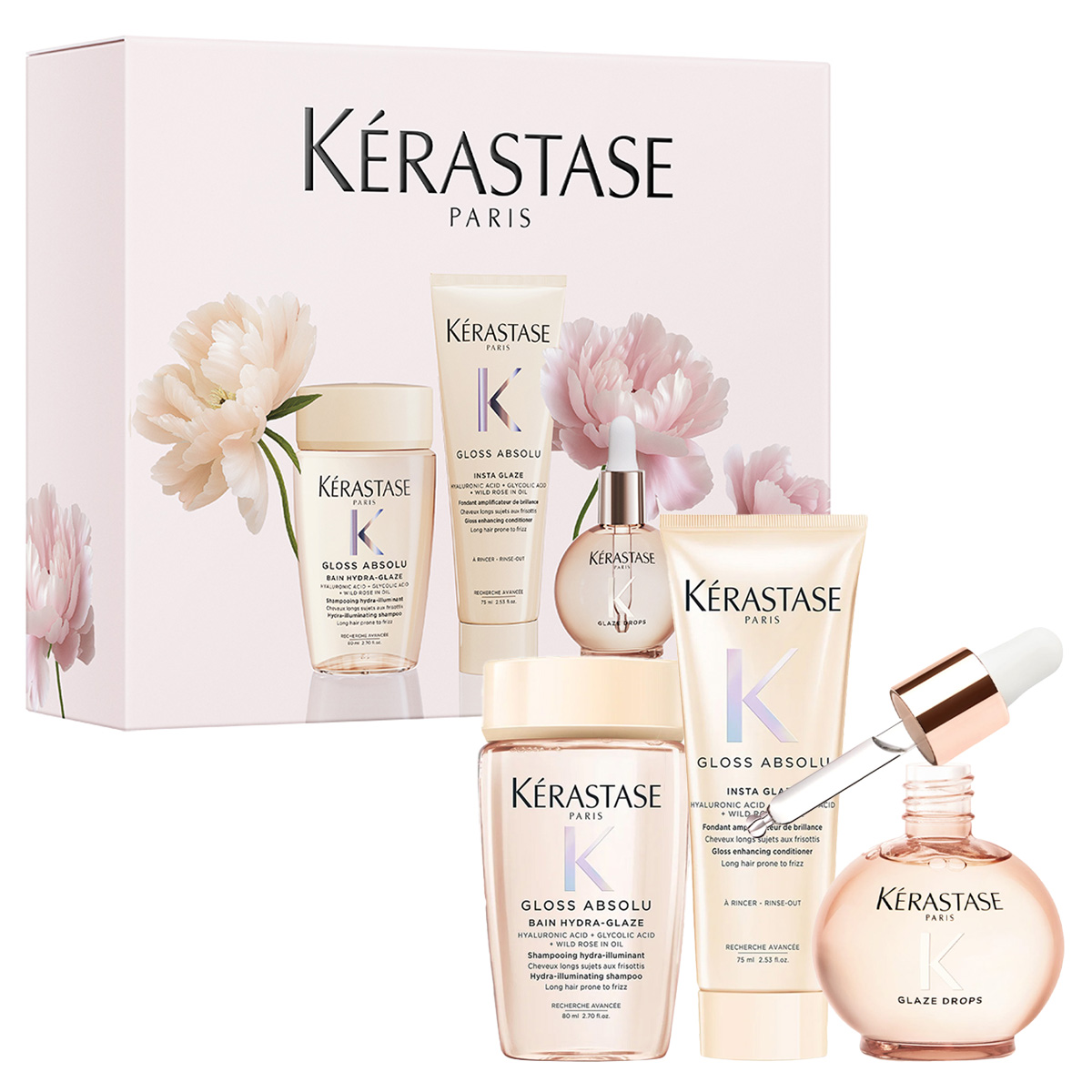 Kérastase Gloss Absolu zestaw wygładzający włosy szampon odzywka olejek