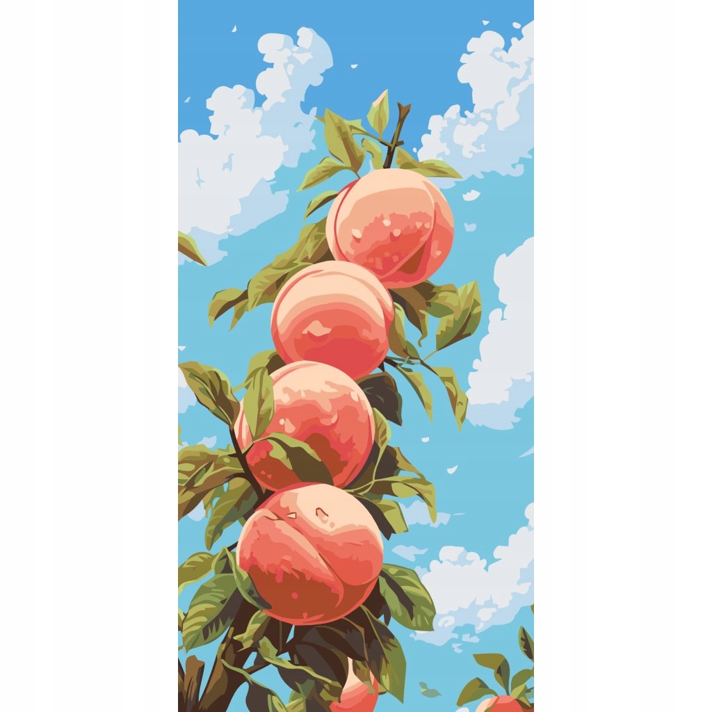 Diamantová výšivka Broskve na stromě Jídlo Ovoce Velké 40x80 cm