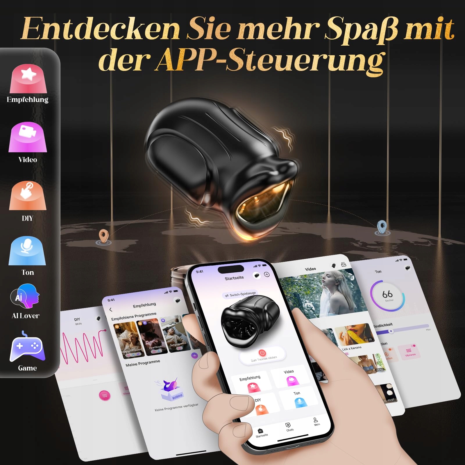 4 IN 1 Męski Masturbator Oralny Stymulator Elektryczny Wibrator z APP — miniatura 6