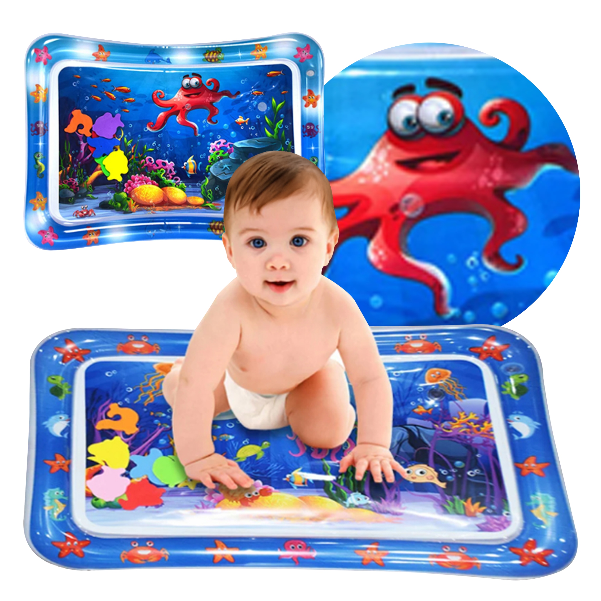 ДЕТСКИЙ ВОДНЫЙ СЕНСОРНЫЙ КОВРИК ДЛЯ РЕБЕНКА МНОГОЦВЕТНЫЙ НАДУВНОЙ XXL