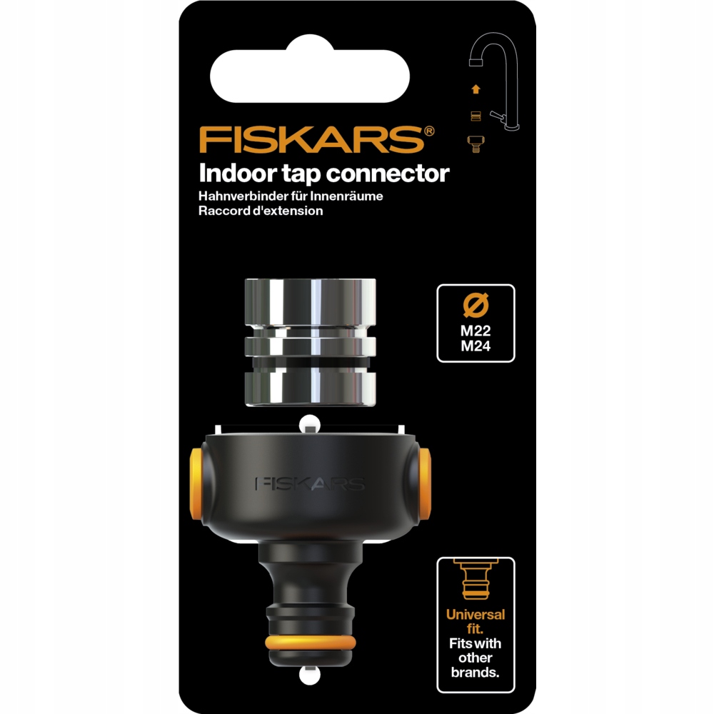 Fiskars Przyłącze kranowe do węża Adapter do kranu z gwintem M22x1 M24x1