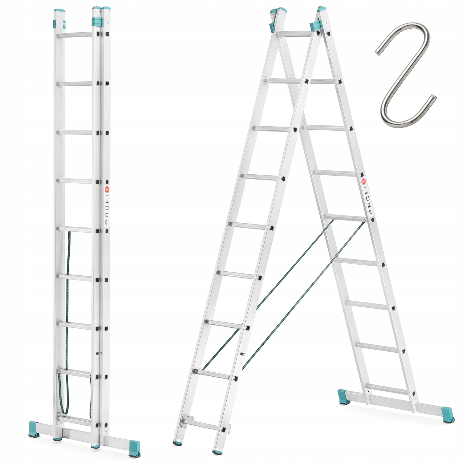 Žebřík Aloss výsuvný 2x9 Tuv 150 kg