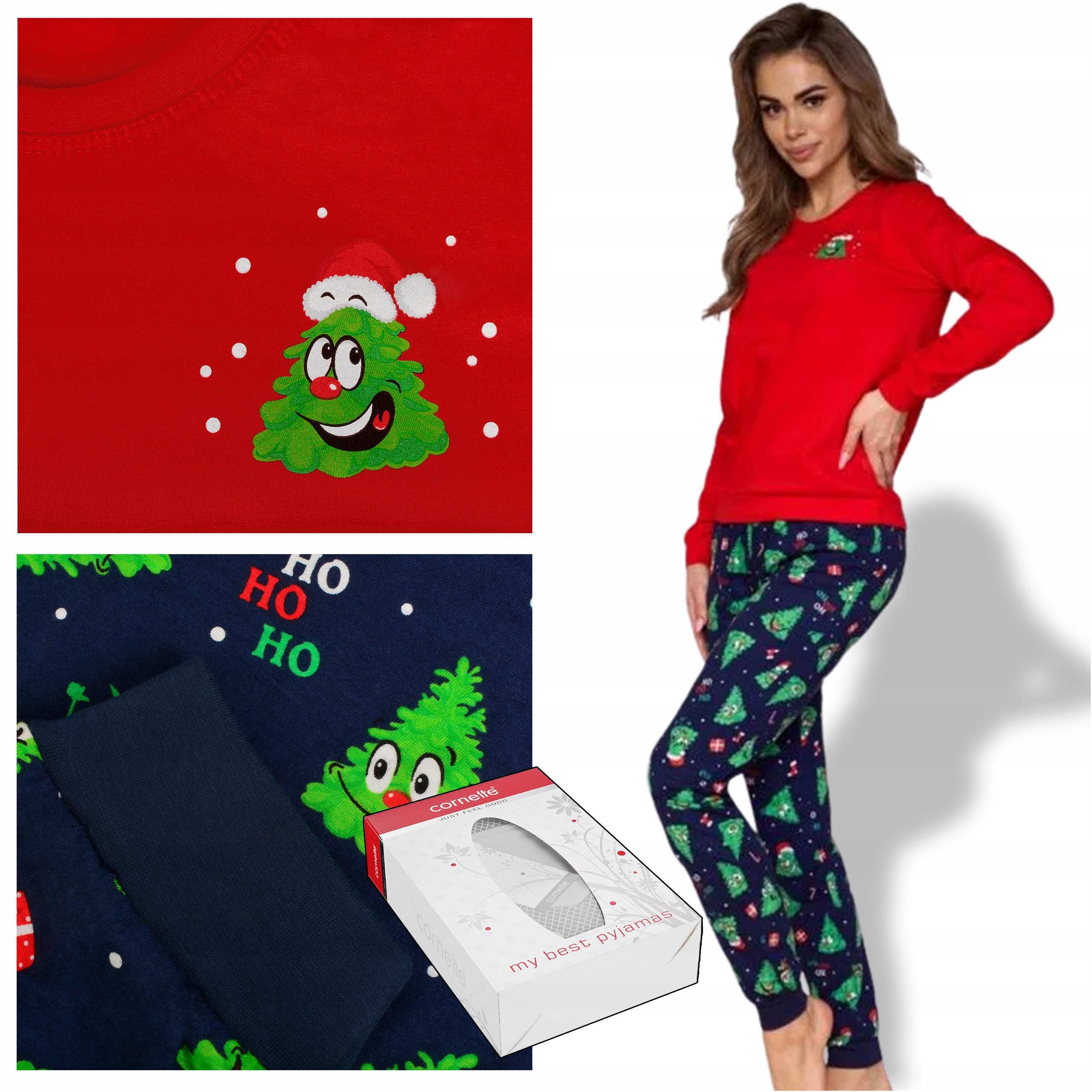 Cornette Dámské pyžamo Bavlna Vánoční stromek Dárek k Vánocům Vel XL
