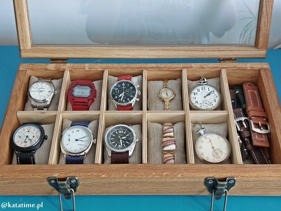 KOMÓDKA SKRZYNECZKA KASETKA PUDEŁKO NA10 ZEGARKÓW DREWNO ROBIONA RĘCZNIE Kod producenta SNZPol_Dab2x5+