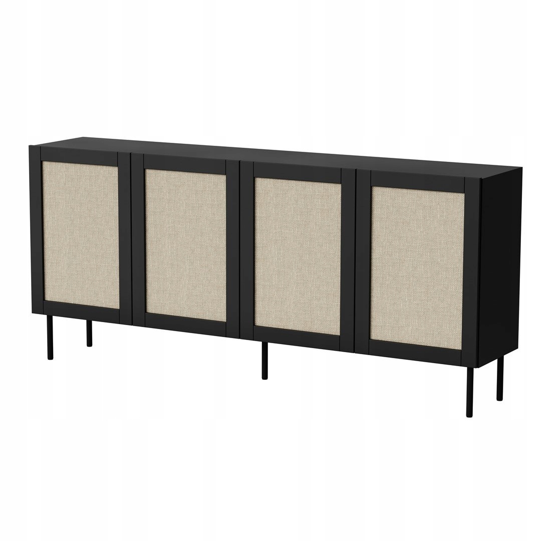 Komoda Juta 4D 202x39,5x85 czarny linol calabria