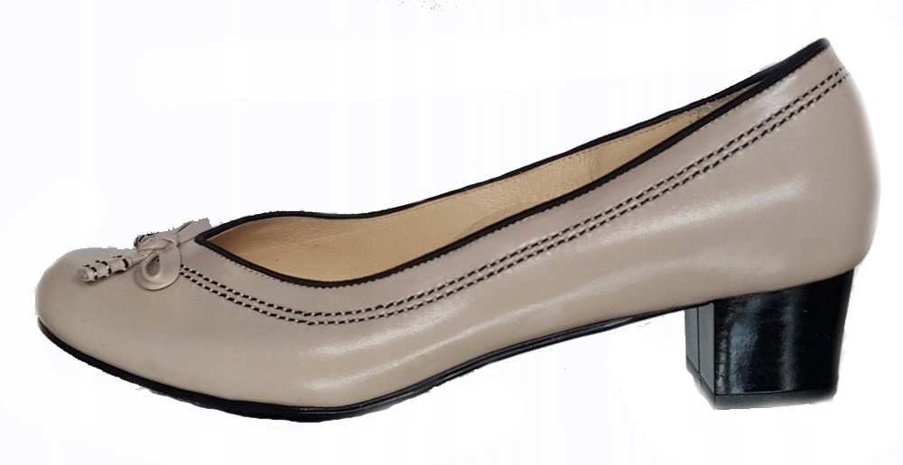 

Skórzane czółenko Beżowe tęgość Hi G 9711 43