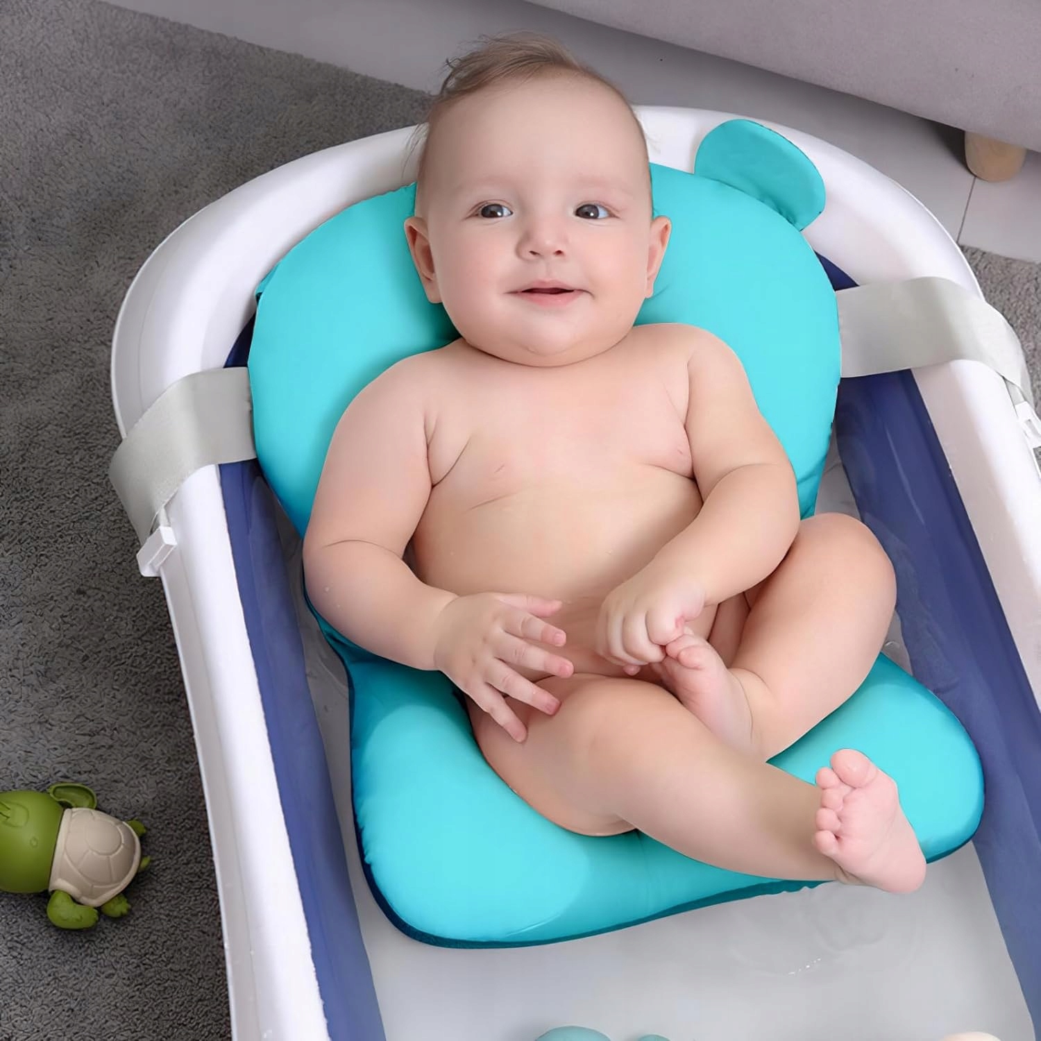 PODUSZKA DO KĄPIELI NIEMOWLĄT MATA LEŻACZEK Kolor dominujący odcienie szarości