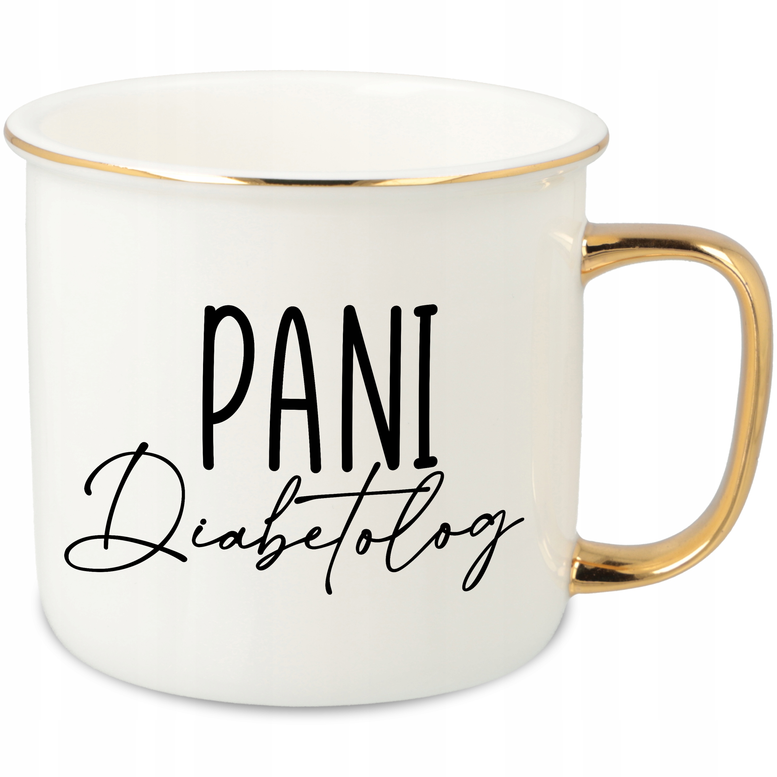 Hrnek Ucho Forma Zlatý Porcelánový Retro 280ML Dárek Pro Diabetologa Vzory