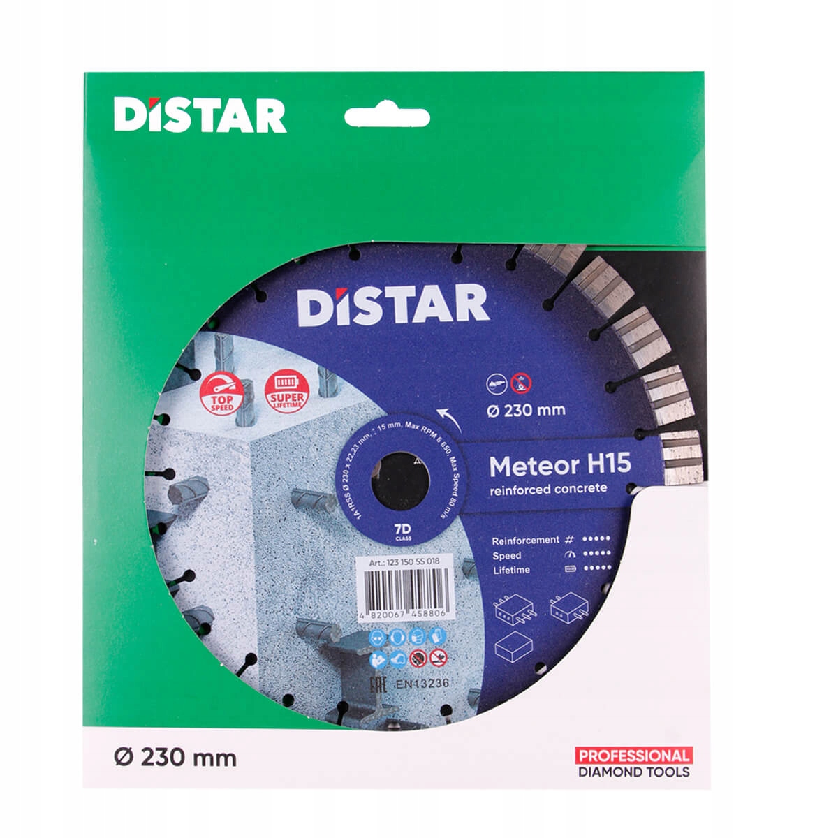 Distar Diamantová Řezací Deska Meteor H15 230x2,4x22,23 Pro Betonu A Výztuž