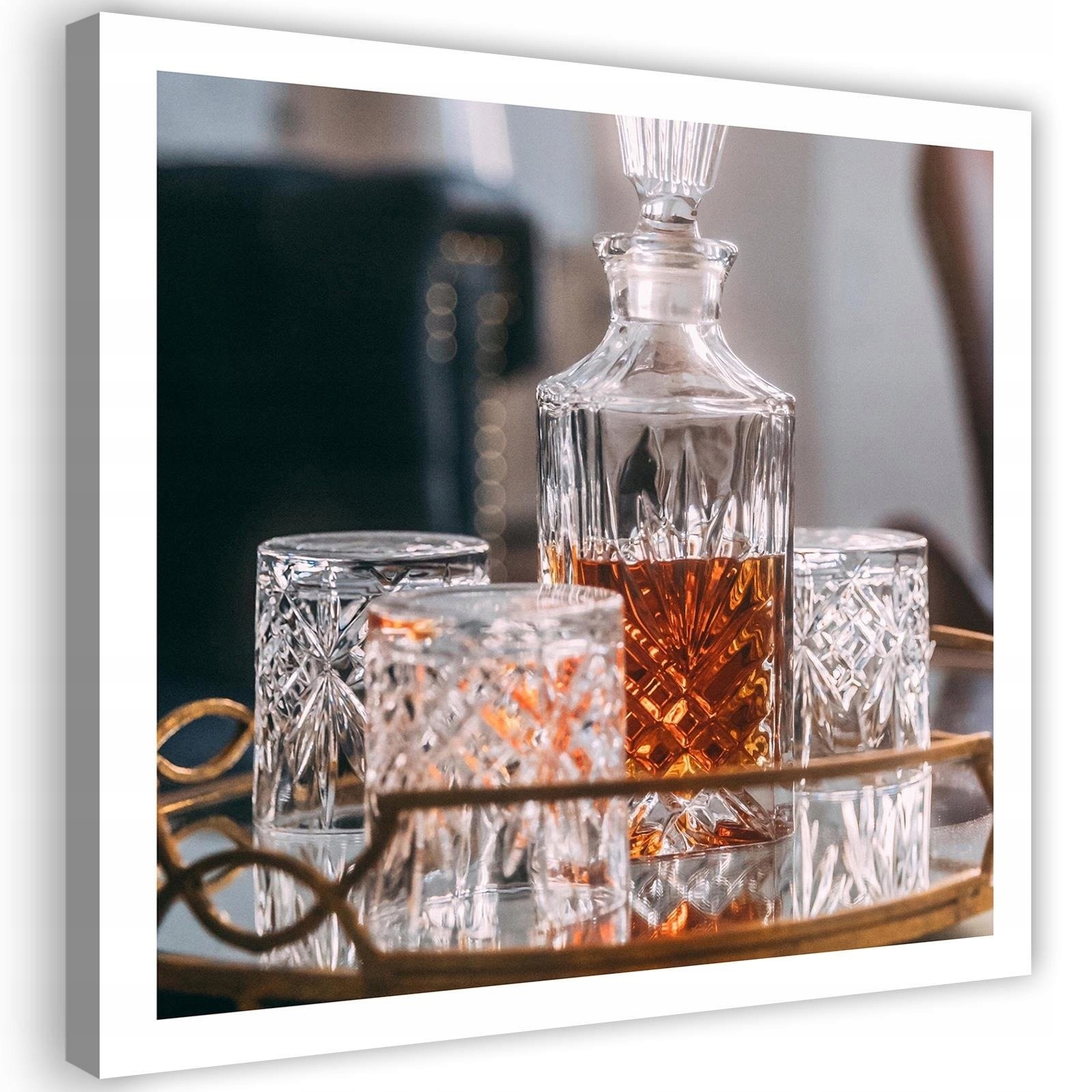 Obraz na plátně, Whisky – karafa a sklenice 40x40