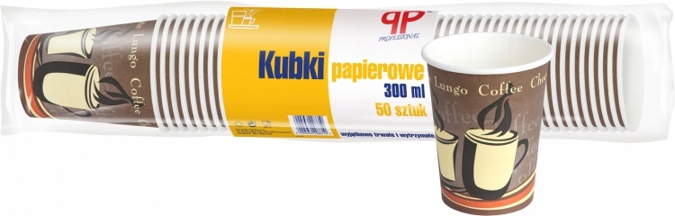 

Pp kubki papierowe 300ml średnica 8,5cm 50szt