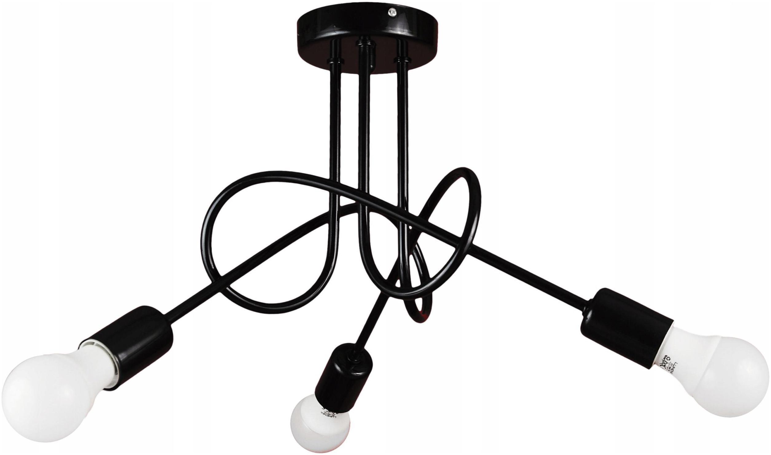 Lampa Czarna Loftowa Wisząca Sufitowa 3 Żyrandol Czarny Loft Edison Led