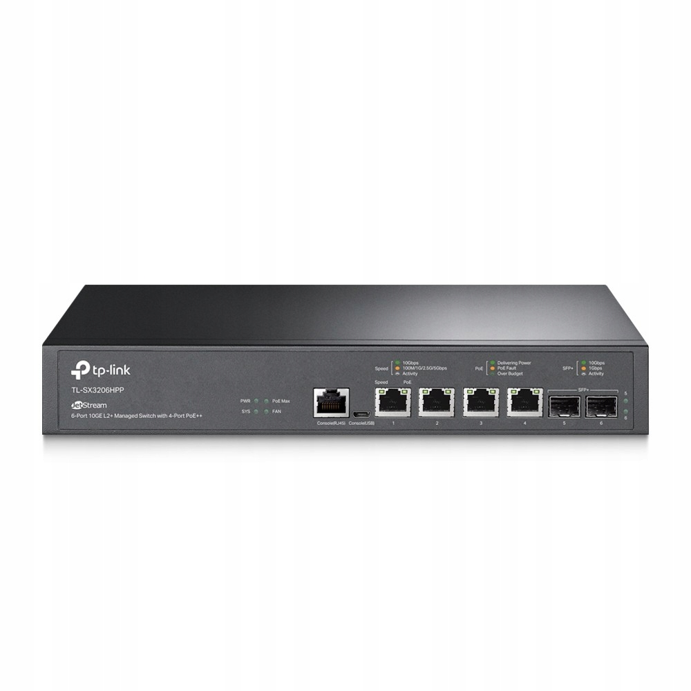 TP-Link TL-SX3206HPP Omada 6portový řízený switch 10GE L2+, 4 PoE++ porty