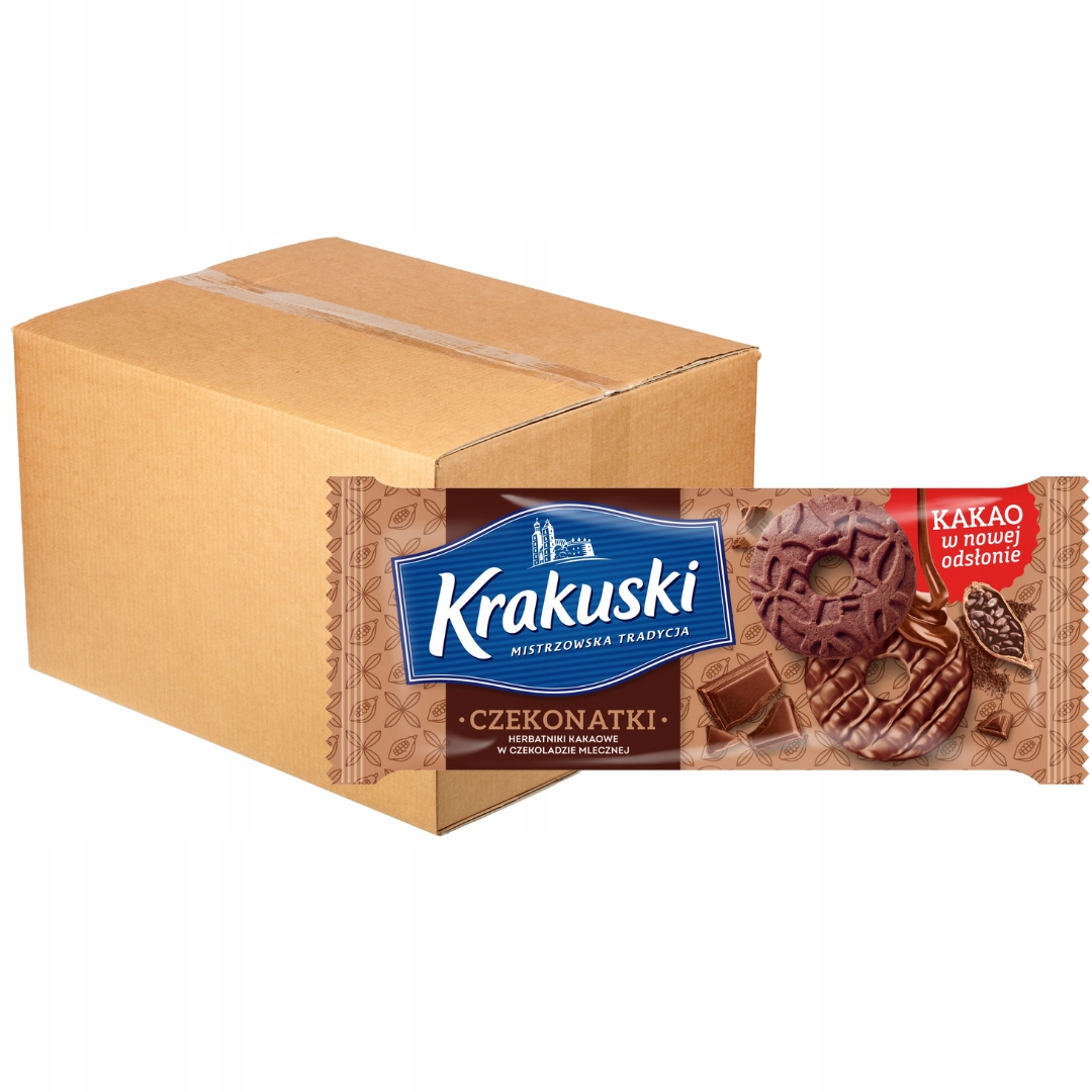 Levně Krakuski Čokoládové Sušenky kakaové v mléčné čokoládě 165 g x 26 ks