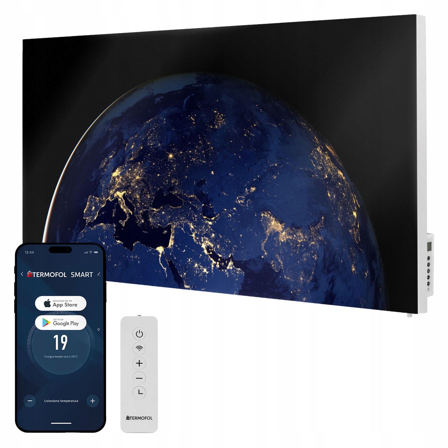 Infračervený ohrievač obraz Zem v noci 700 W 120x60 cm WiFi