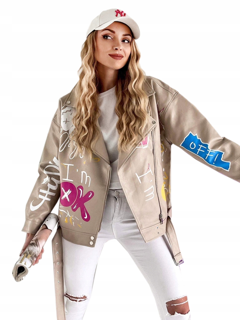 Ramoneska skóra Graffiti myszka Farba oversize M/L