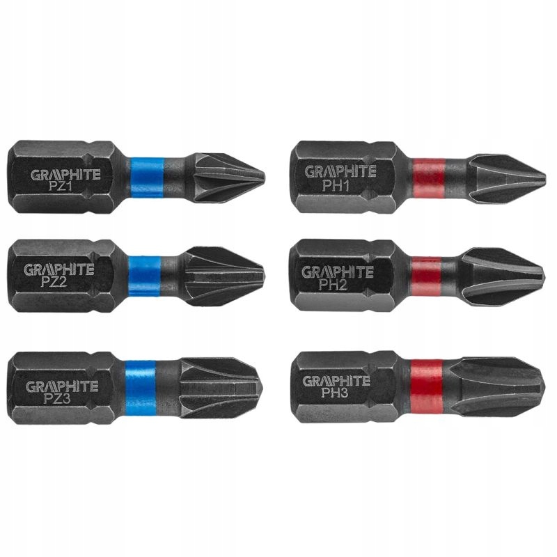 

Bity udarowe PH1/2/3, PZ1/2/3 x 25 mm, 6szt.56H540