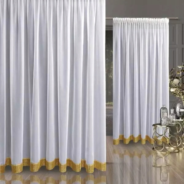 Mg Záclona Malé Diamanty zlatá bílá hotová 200 x 250 cm