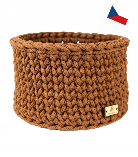 Jh WoodArt Háčkovaný košík velký hnědý 1 ks