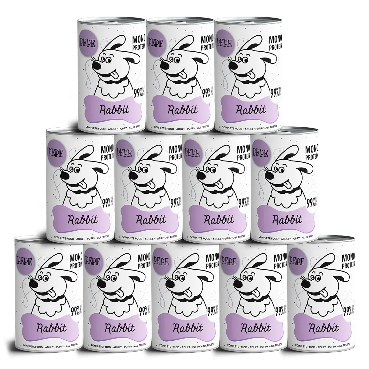 Paka Zwierzaka Pepe karma mokra dla psa z królikiem 12x400 g