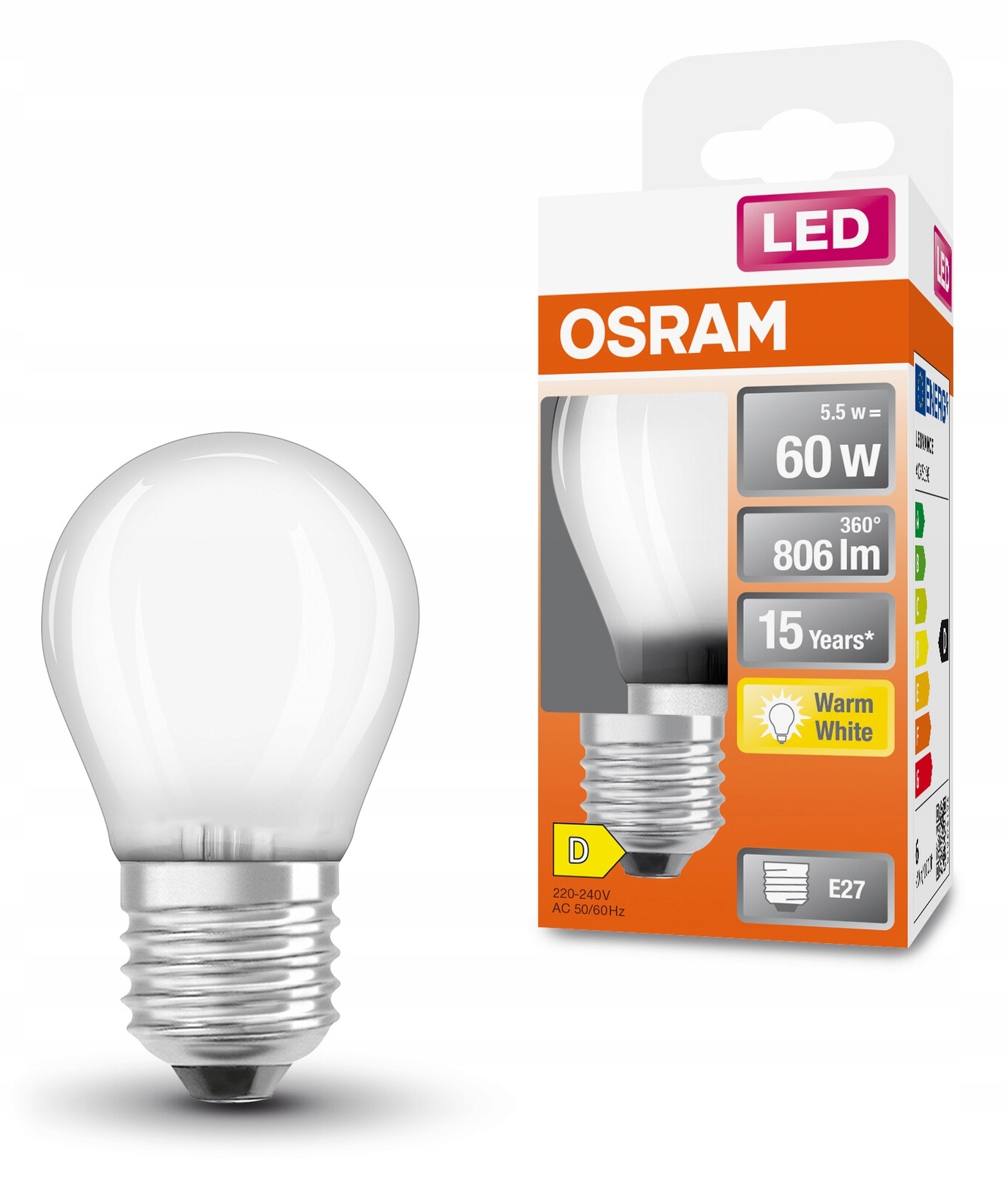 

Żarówka Led 6,5W=60W E27 kulka Osram 2700K mat.