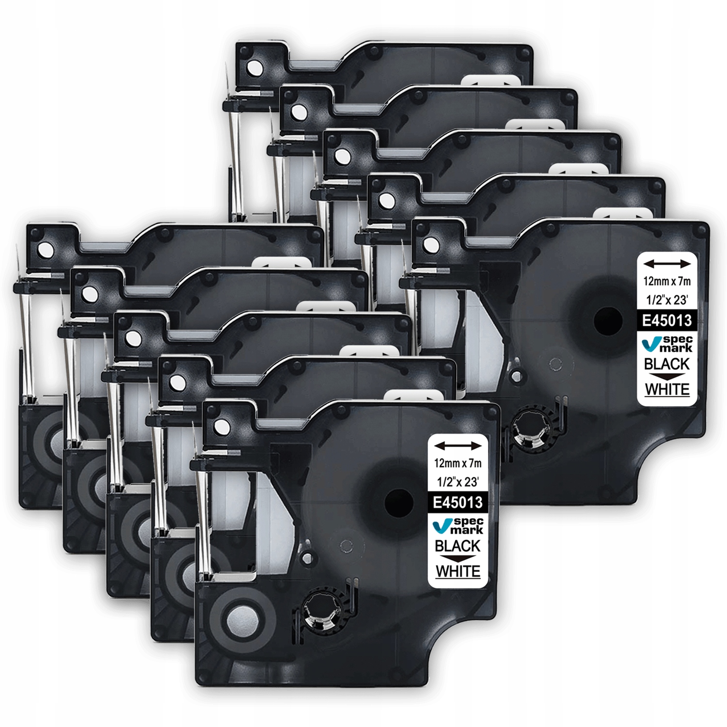 

10x Taśma do Dymo D1 45013 Biało Czarna 12mm 7m