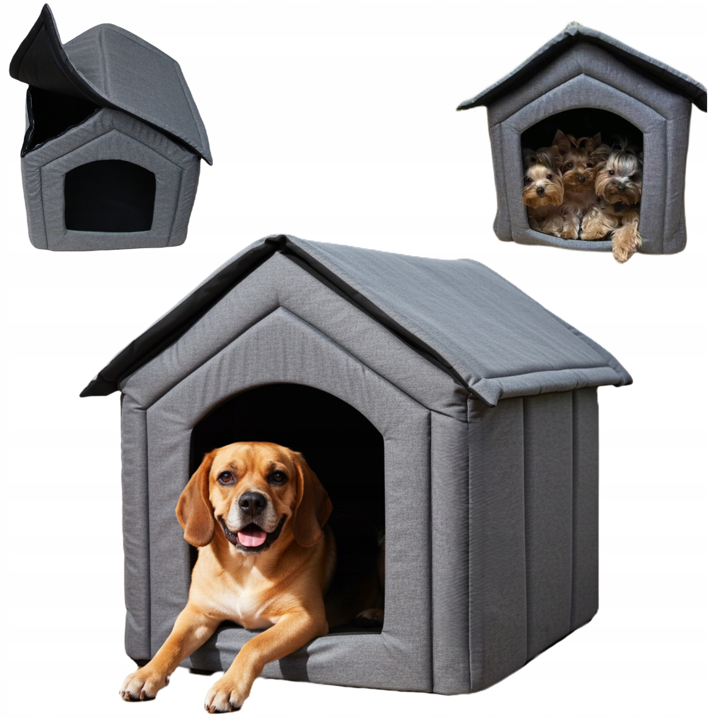 Levně Pelíšek Domeček pro psa kočku bouda Do Domu velký útulný bouda šedá XXL Vel.4