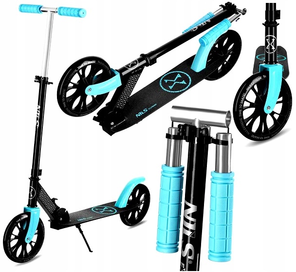 Hulajnoga Miejska Nils Extreme Czarna Kauczukowe Koła 200 MM ABEC-7 100 Kg