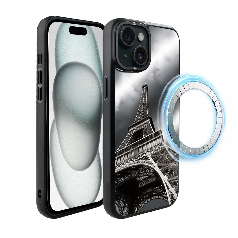 Pouzdro pro iPhone 15 Plus Ibizu DropGuard Matt s MagSafe, Eiffelova věž