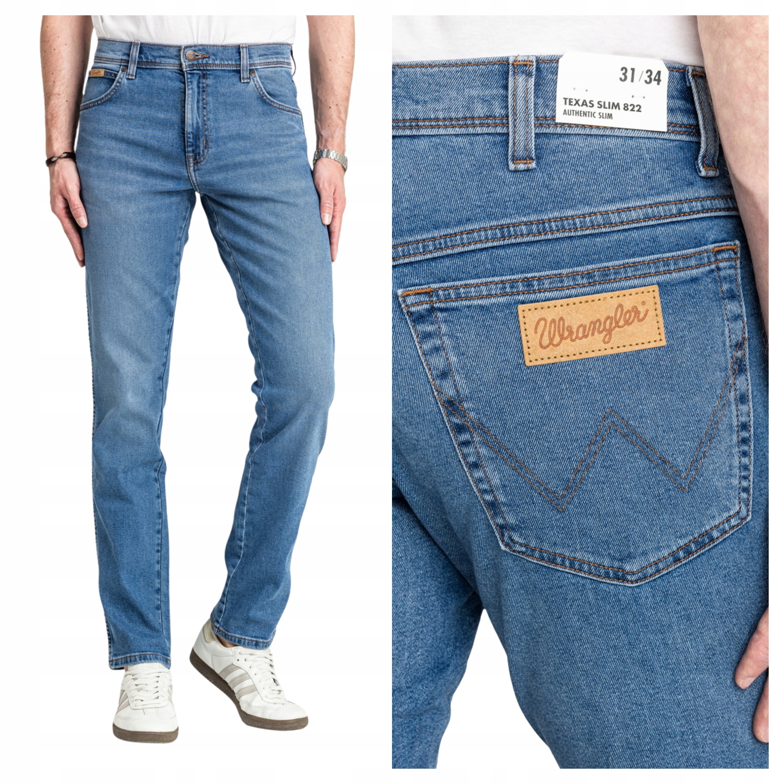 Pánské kalhoty Wrangler Texas Slim Jeans Modré Přiléhavé W36 L34