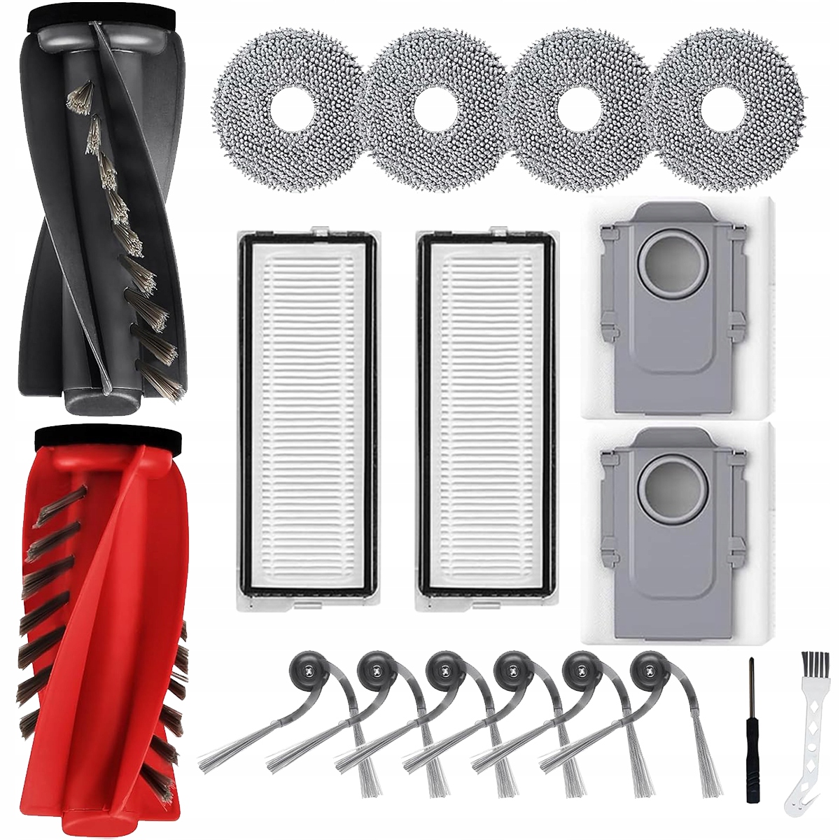 18x Zestaw Szczotki Filtry Mopy Worki do Roborock Qrevo Curv/Qrevo Curve