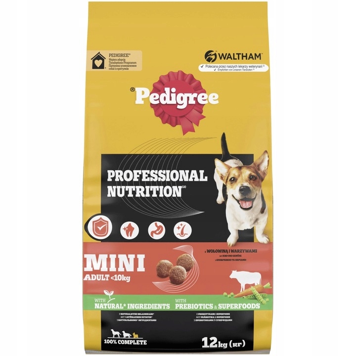 Pedigree Sucha Karma Dla Psa Adult Małe Rasy Z Wołowiną I Warzywami 12KG