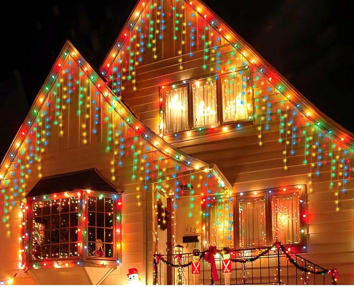 SOPLE 300 LED LAMPKI CHOINKOWE ŚWIATEŁKA ZEWNĘTRZNE WEWNĘTRZNE MULTIKOLOR Motyw sople