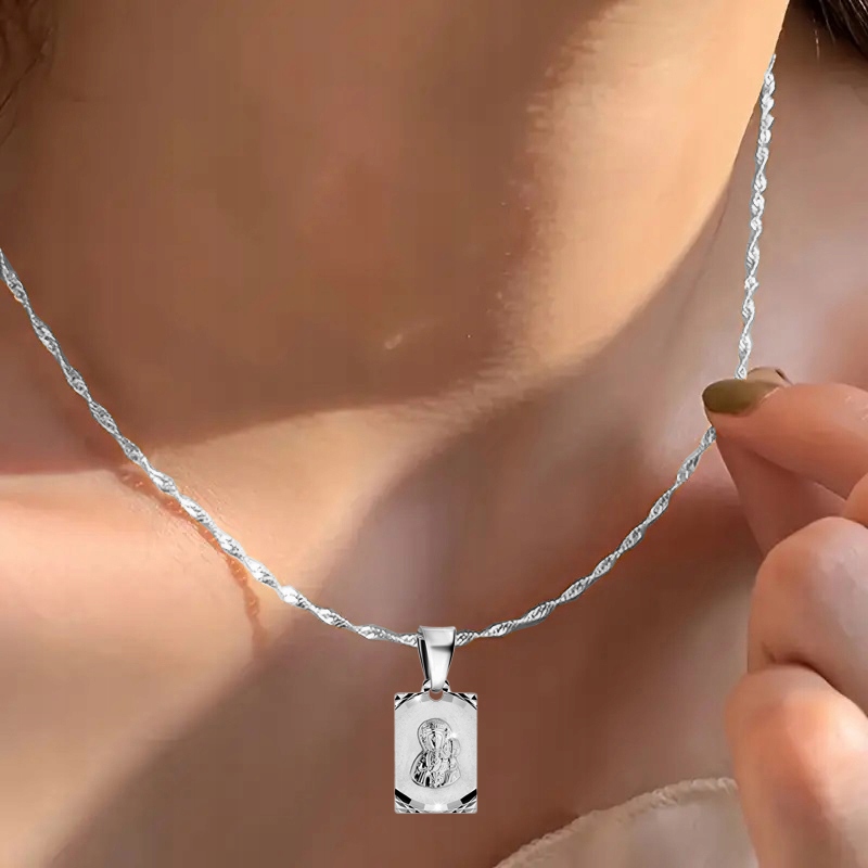 Łańcuszek Srebrny Medalik Naszyjnik 925 Na Komunię Chrzest UPOMINEK GRATIS Stan opakowania oryginalne