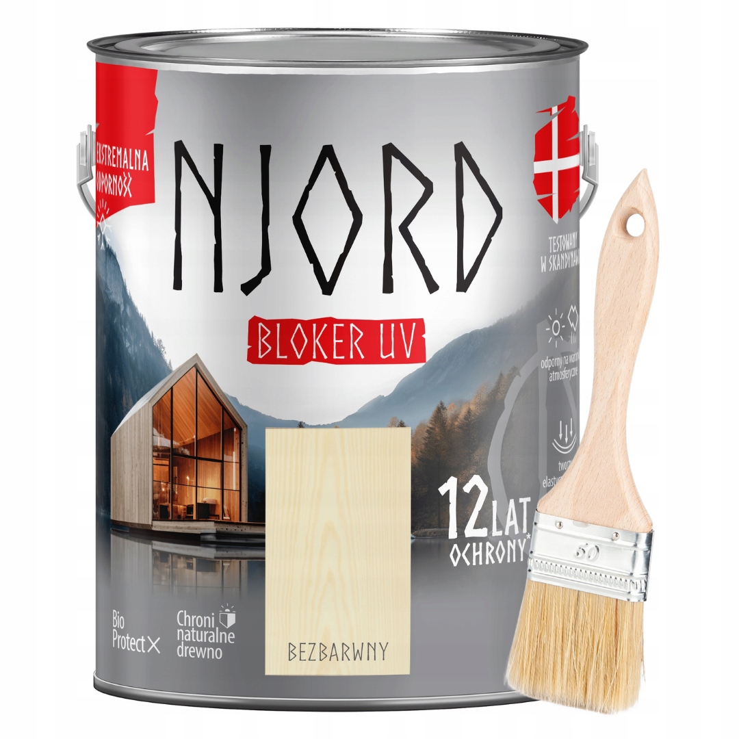 Sada Njord Uv Blokátor Bezbarvý Impregnační Přípravek Na Dřevo 5 L Štětec 50 MM