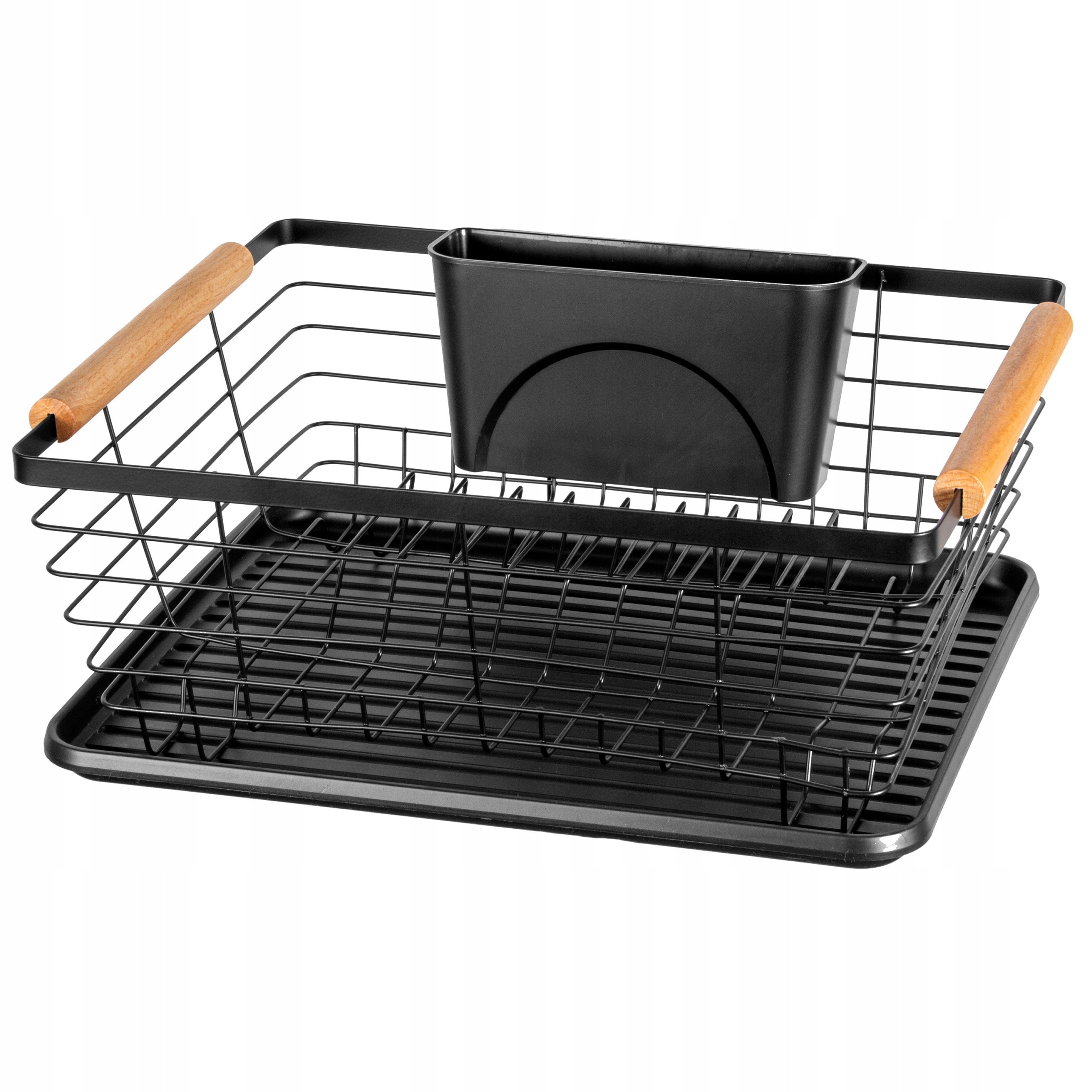 SUSZARKA DO NACZYŃ CZARNA STOJĄCA OCIEKACZ Z TACKĄ