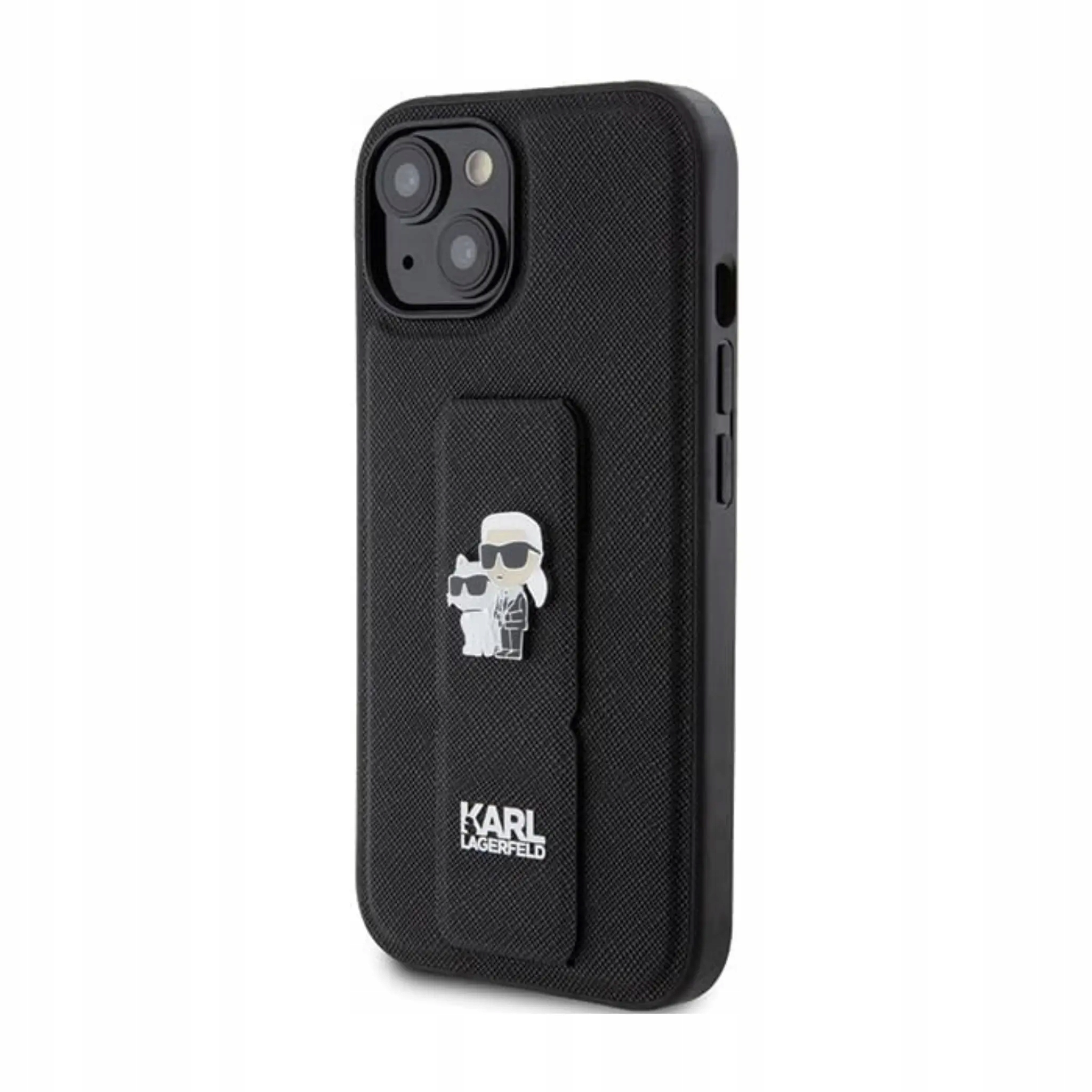 Karl Lagerfeld Saffiano Karl &amp; Choupette Etui, czarny iPhone 15