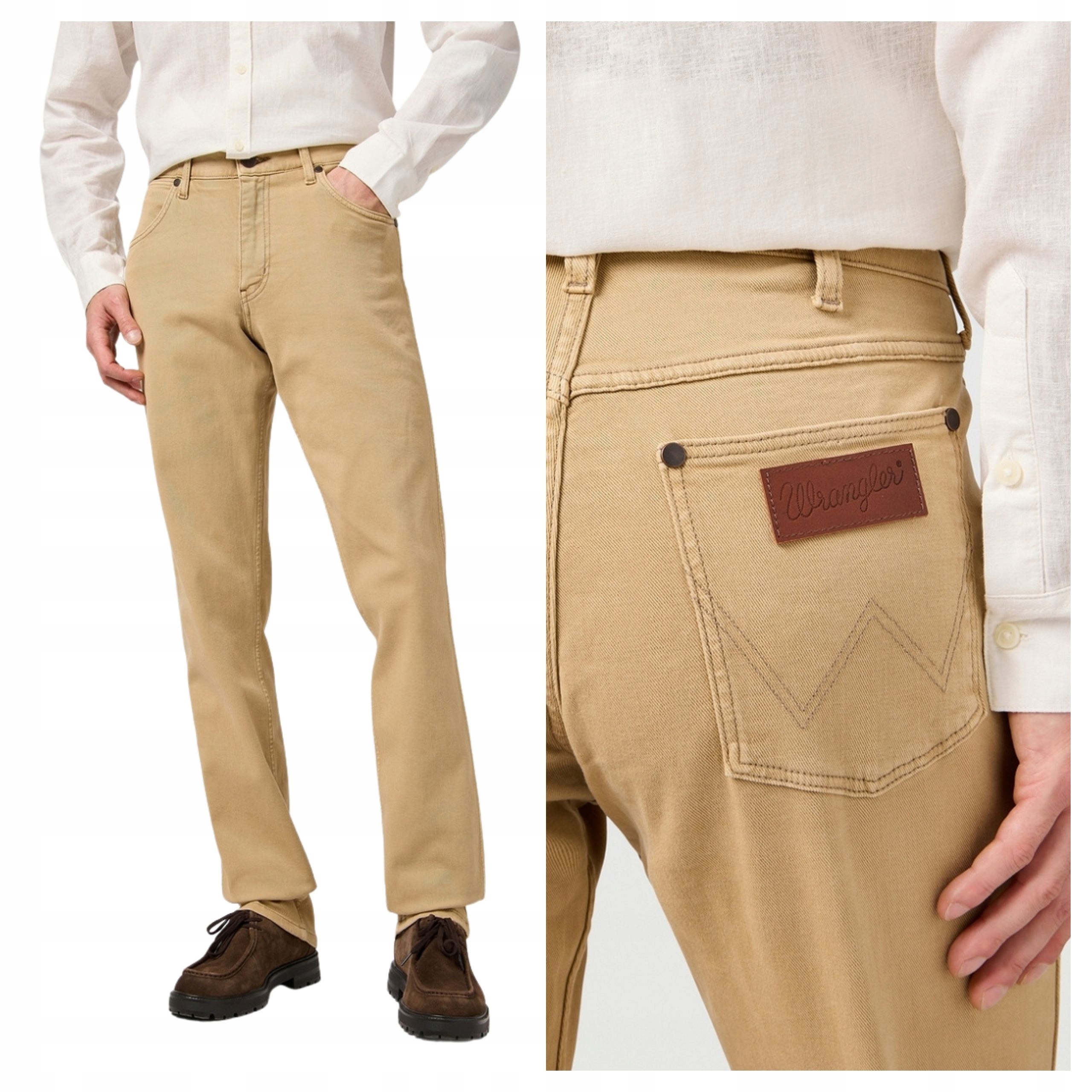 Pánské kalhoty Wrangler Greensboro Straight Béžová Rustic Russet W32 L34