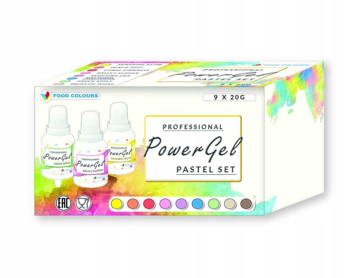 Levně Sada 9 potravinářských barviv v gelu PowerGel Food Colours 9 x 20 g