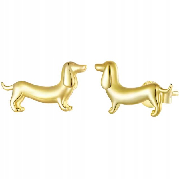 stříbrné náušnice stříbro 925 jezevčík originální zlaté pozlacené jezevčíky