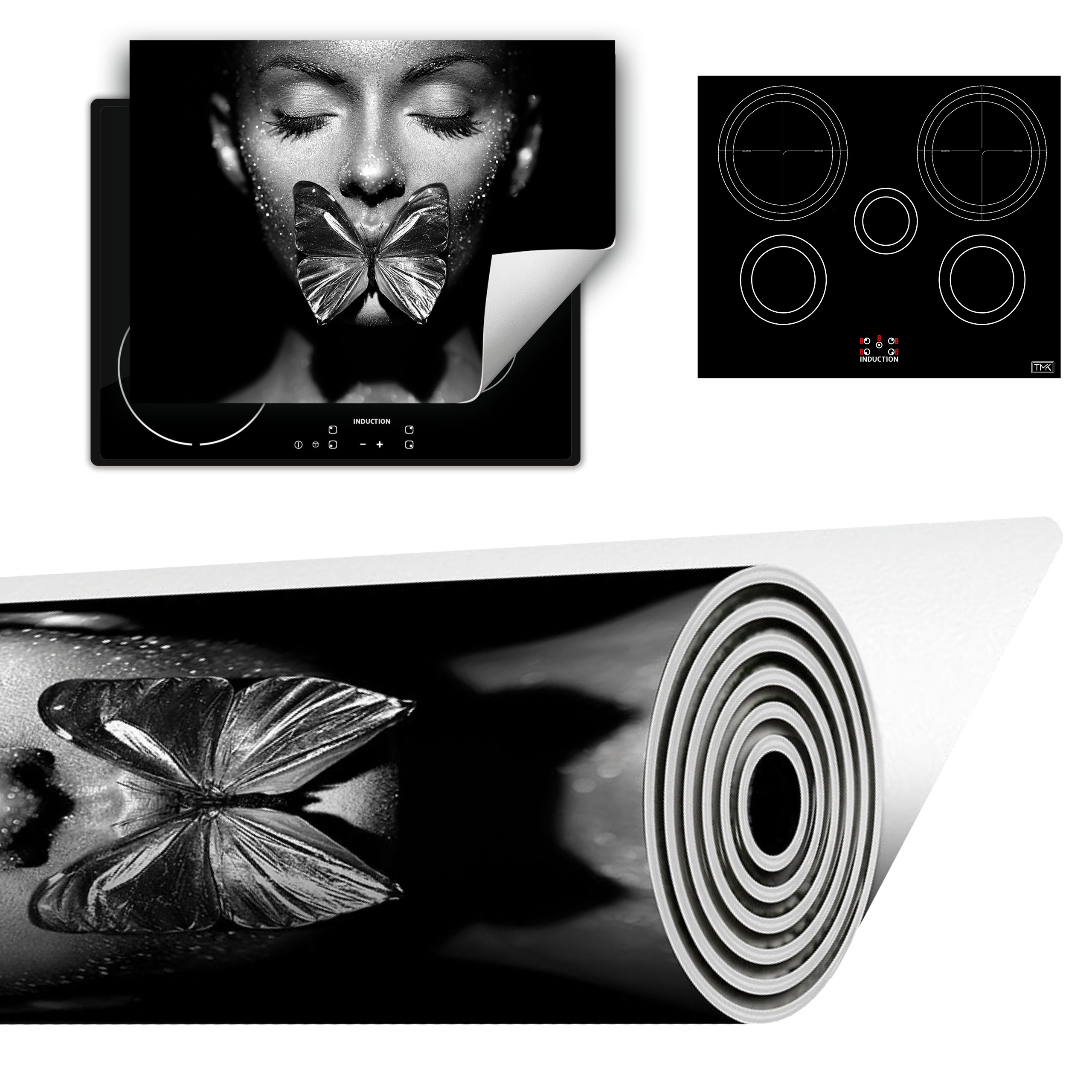 Vinylová Podložka Do Kuchyně Více Místa 70x52 černá žena motýl