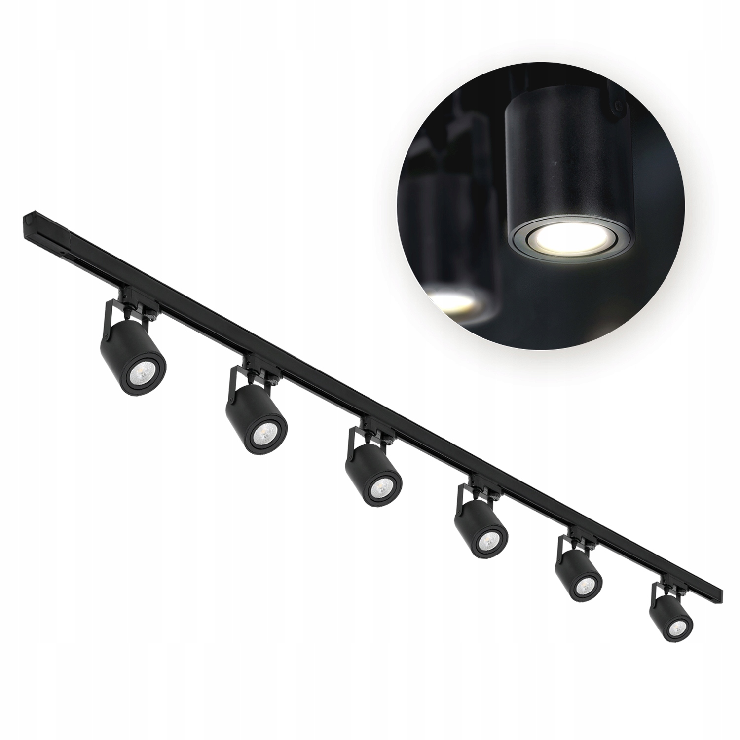 Zestaw Szynowy 3 fazowy 6x Oprawa na GU10 Szyna 2m Komplet Czarny