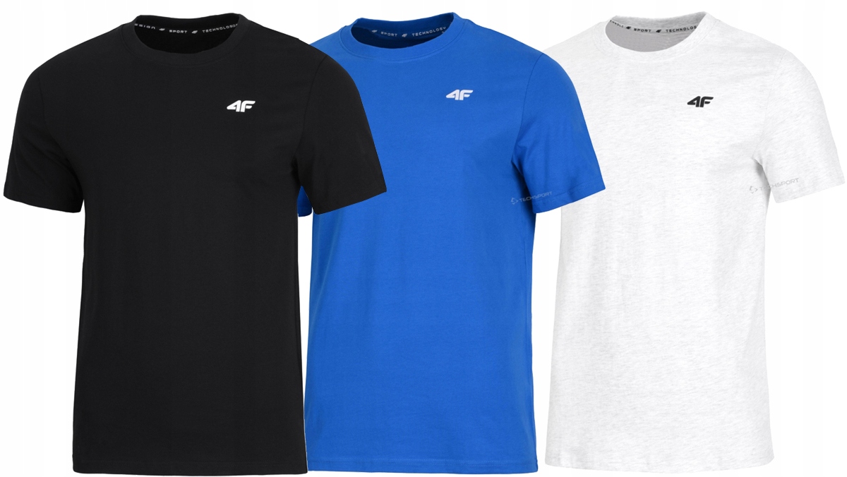 4F Zestaw 3szt. 3-PAK Męska Koszulka T-shirt 100% Bawełna rozm XXXL 3XL
