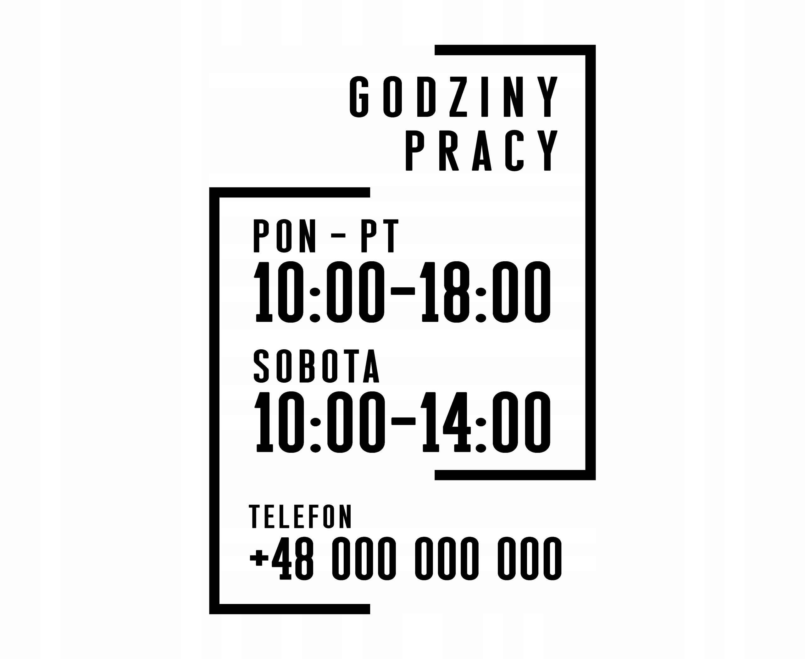 Naklejka " Godziny otwarcia " • Cena, Opinie • Folie i naklejki